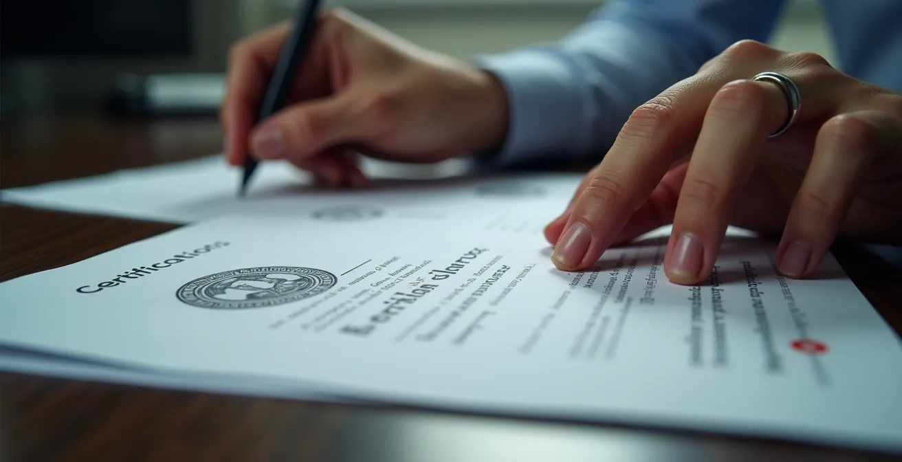 Vérification minutieuse de documents de certification et d'assurance
